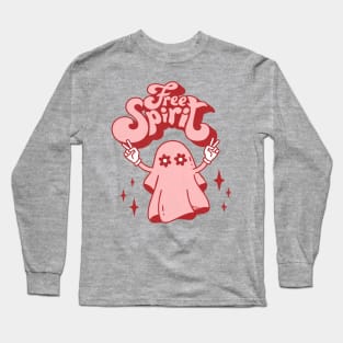 Free Spirit: Groovy Ghost Pun Graphic for Halloween Long Sleeve T-Shirt